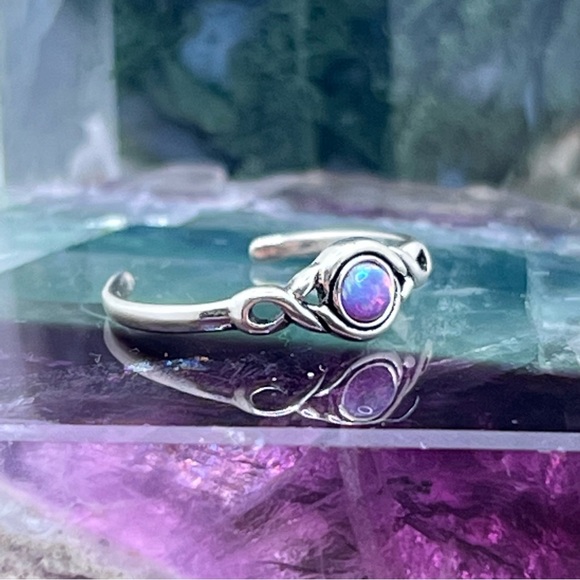 Jewelry - Sterling Silver 925 Pink Opalite Dainty Adjustable Toe Ring